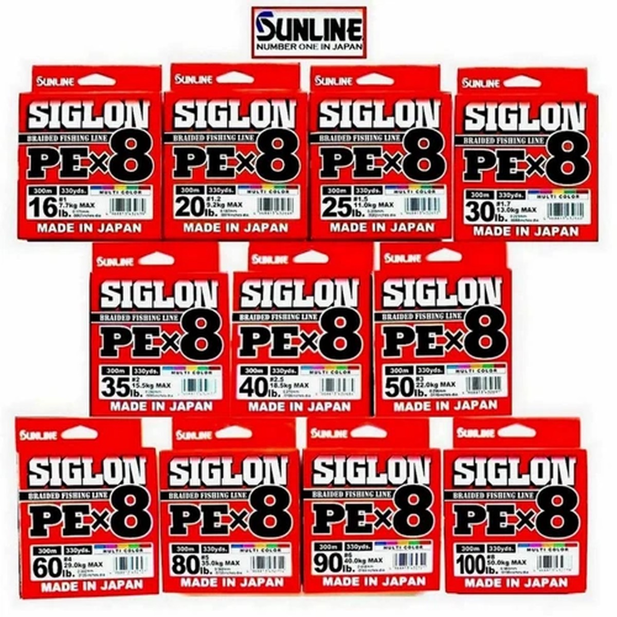 SUNLINE SIGLON PE X8 330yd 300m Eight Braided Fishing Line Multicolor Japan Line